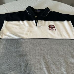 Antigua 49ers Embroidered Logo Men Large Black Collared Short Sleeve Polo